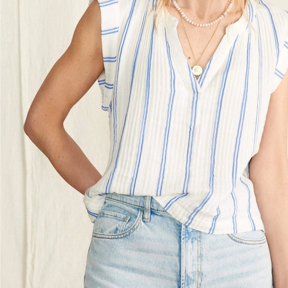 Faherty Dream Cotton Gauze Dylan Top Size Medium - Picture 5 of 6